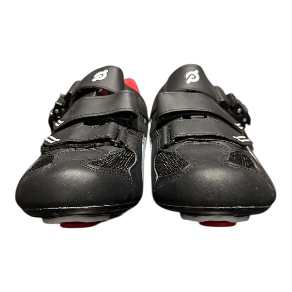 Peloton Cycling Sneakers Size 44 US Men's 10.5 Cleats Black Red - Picture 3 of 9
